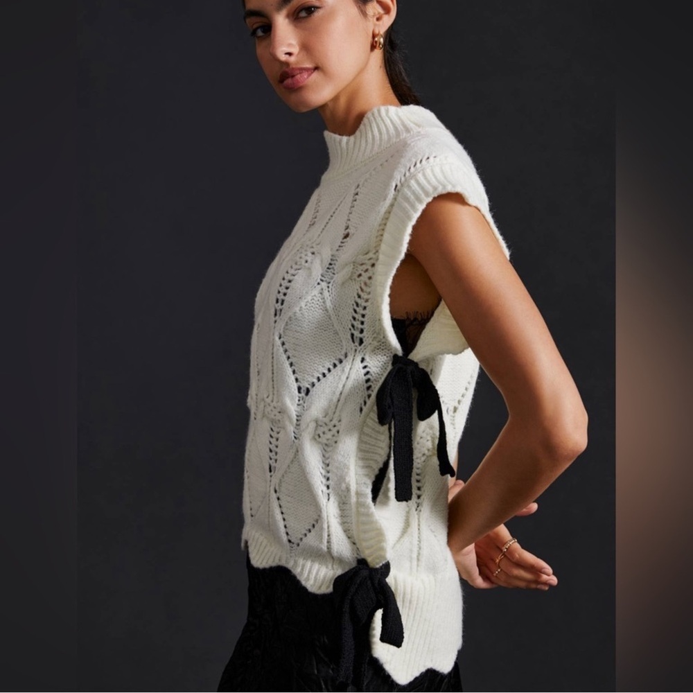 By Anthropologie Bow Sweater Vest OS
